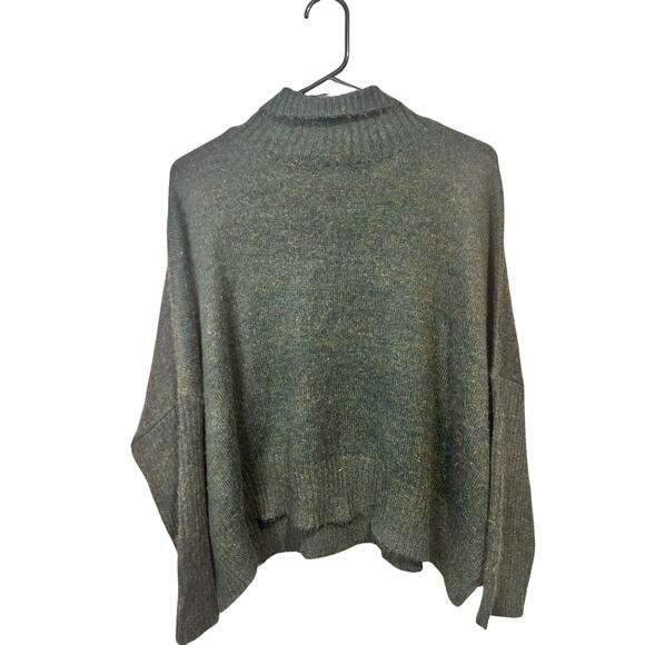 World Market blue cropped turtleneck sweater long sleeve women's one size - Picture 1 of 5